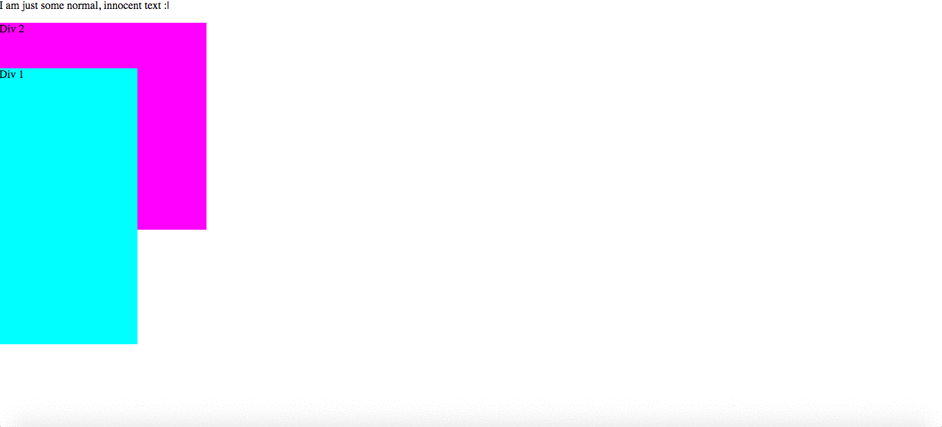 Div 1 stays in the same place on the screen even when scrolling