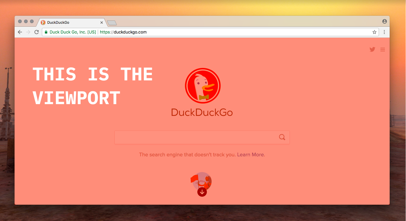 The viewport - only the actual website part of the screen, not including the browser controls