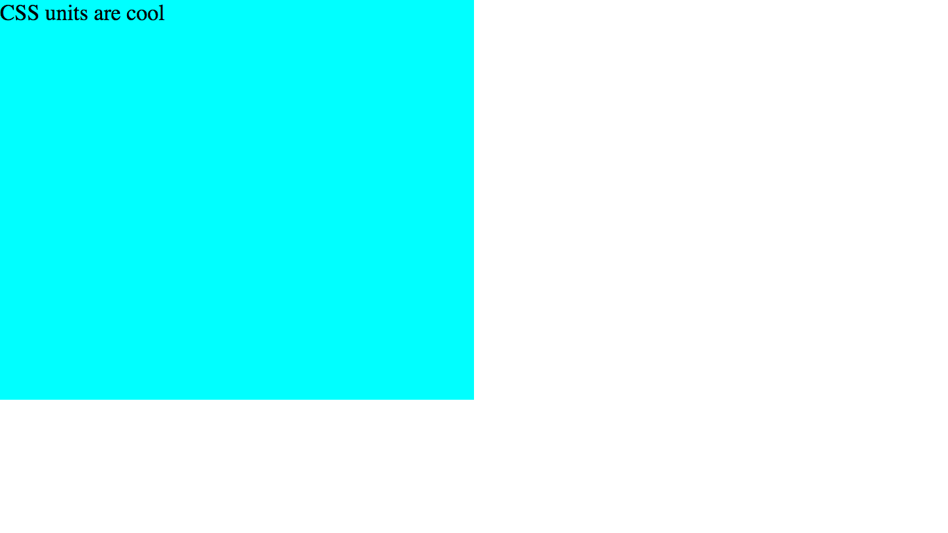 The div takes up 50% of the viewport width and 75% of the viewport height